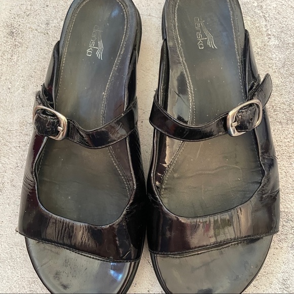 DANSKO 37 Patent Leather Black Slide Buckle Sandal slip on shoes summer - Picture 6 of 11